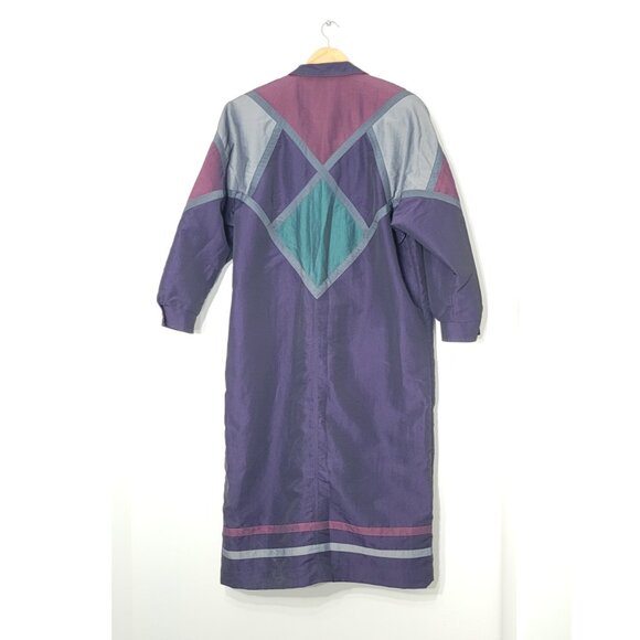 Vintage Niccolini 80's 90's Purple Green Retro Full Length Jacket - Picture 4 of 12